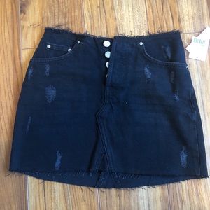 Black jean skirt with buttons